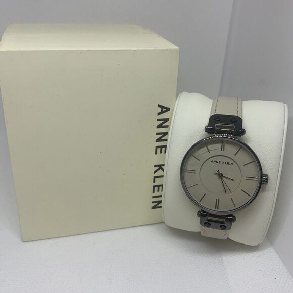 Anne Klein Ak3435 Women's White Leather Analog Dial Quartz Genuine Watch Ga126 - Picture 1 of 9